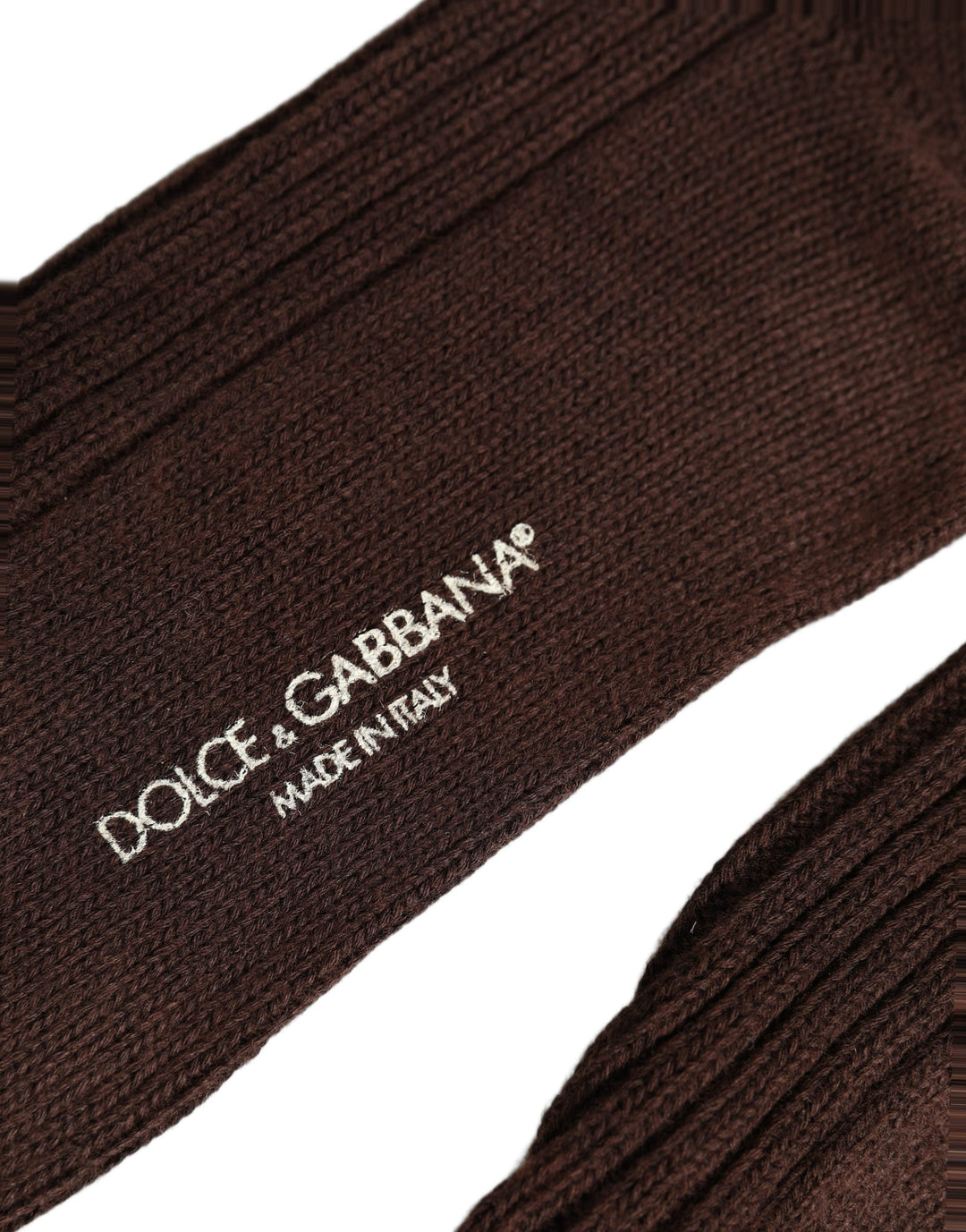 Women’s Dolce &amp; Gabbana Dark Brown Wool Dg Logo Mid Calf Accessory Socks