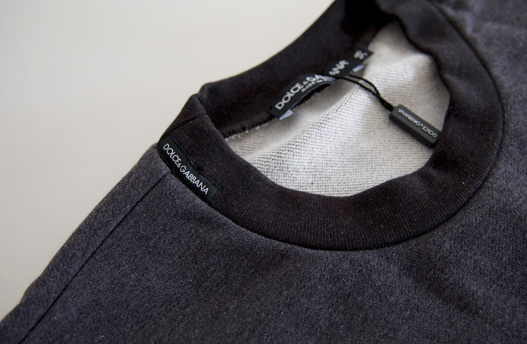 Women’s Dolce &amp; Gabbana Dark Gray Cotton Crew Neck Pullover Sweater