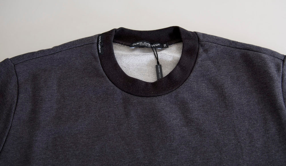 Women’s Dolce & Gabbana Dark Gray Cotton Crew Neck Pullover Sweater