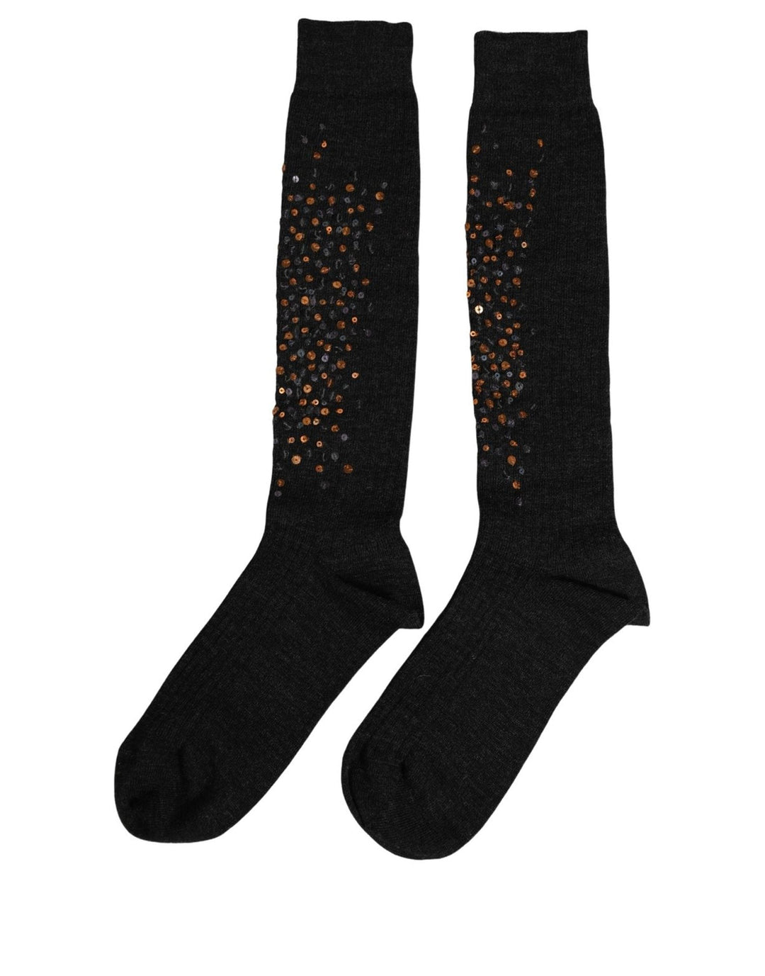 Women’s Dolce & Gabbana Dark Gray Sequined Wool Knee High Accessory Socks