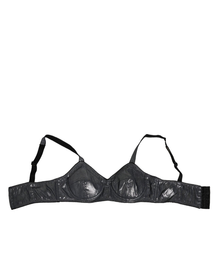 Women’s Dolce &amp; Gabbana Dark Gray Silk Stretch Balconcino Bra Underwear