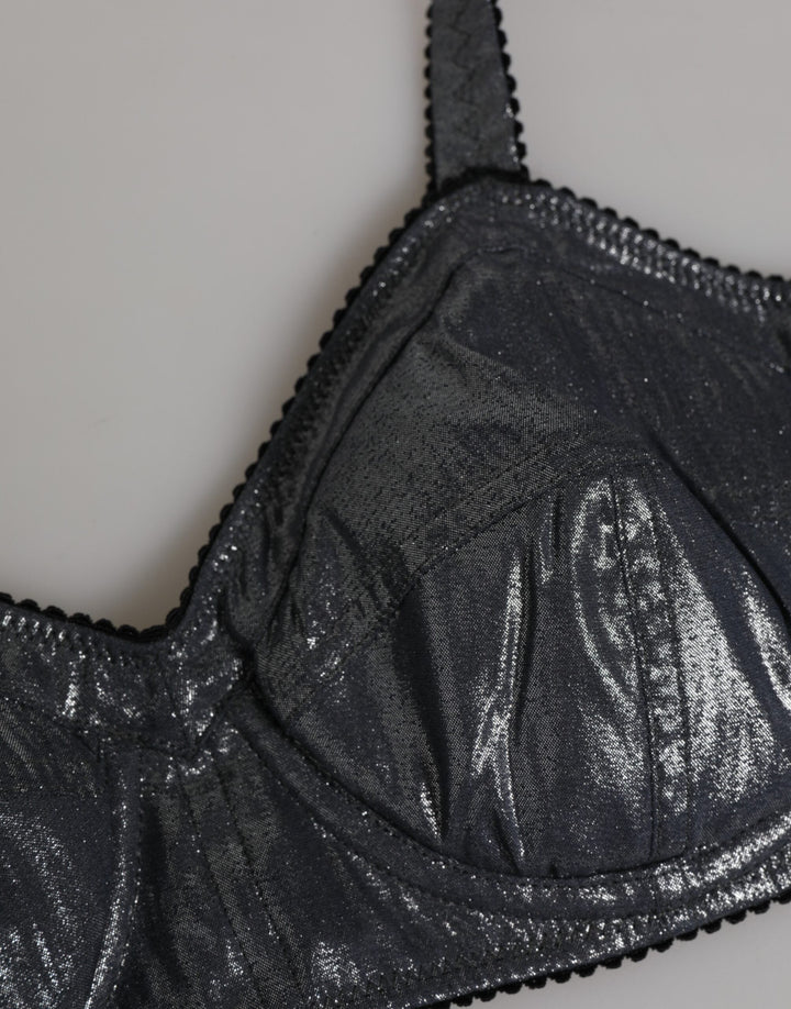Women’s Dolce &amp; Gabbana Dark Gray Silk Stretch Balconcino Bra Underwear