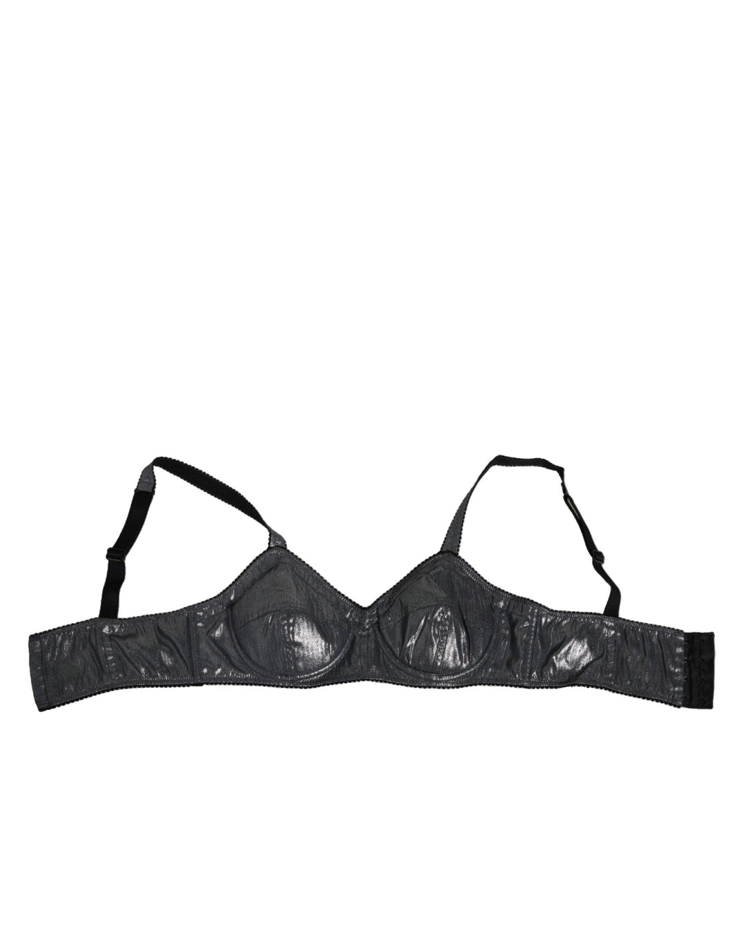 Women’s Dolce &amp; Gabbana Dark Gray Silk Stretch Balconcino Bra Underwear