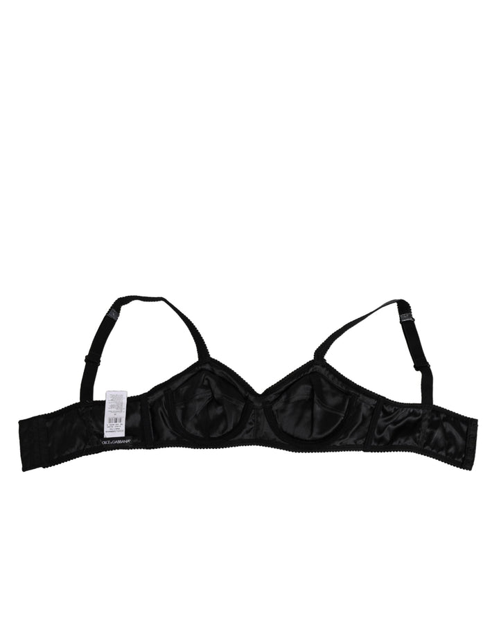 Women’s Dolce &amp; Gabbana Dark Gray Silk Stretch Balconcino Bra Underwear