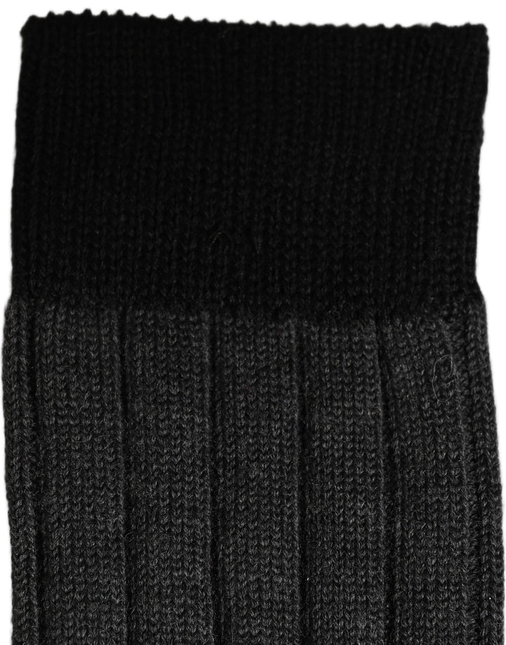 Women’s Dolce &amp; Gabbana Dark Gray Wool Logo Calf Long Ribbed Accessory Socks