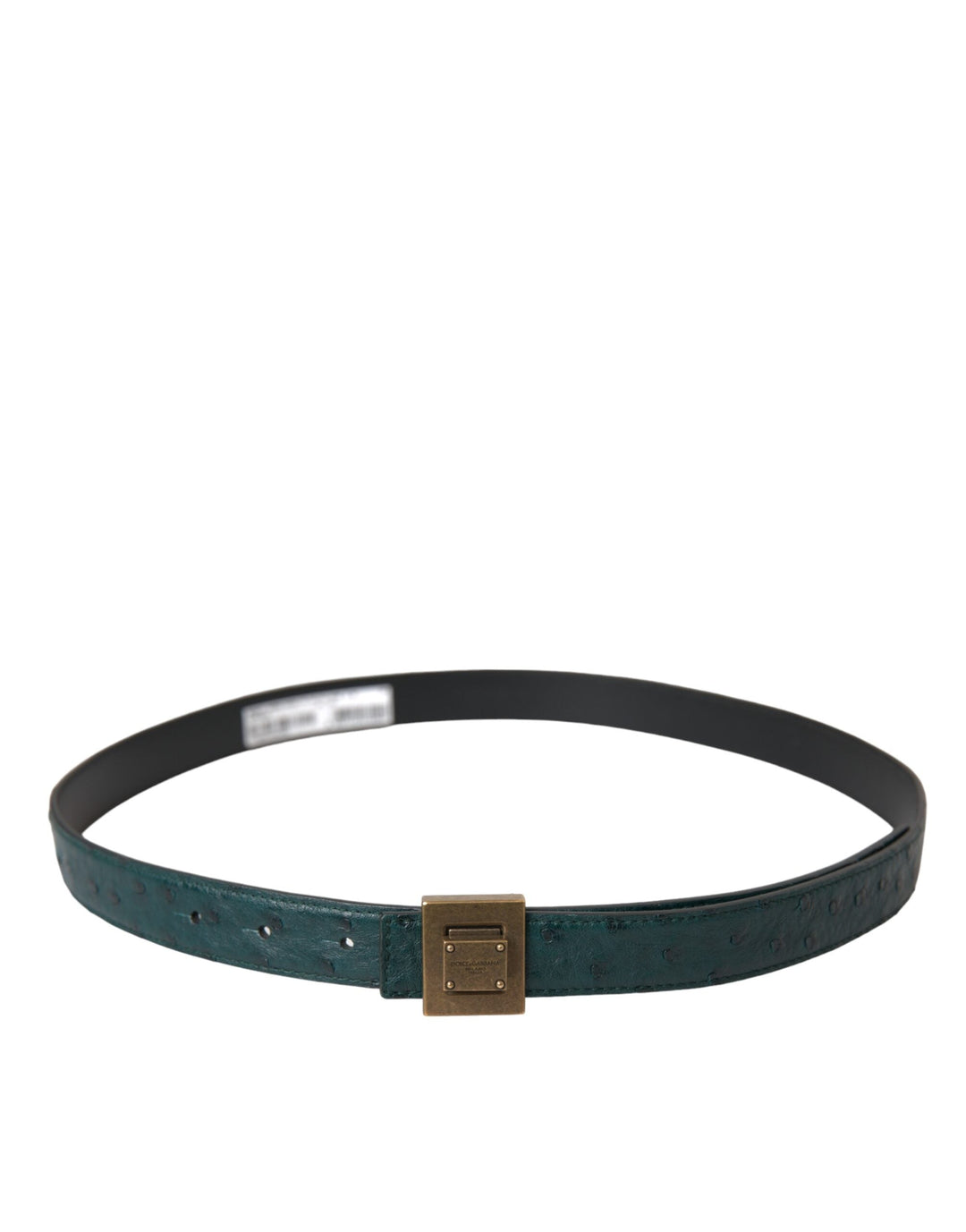 Women’s Dolce &amp; Gabbana Dark Green Leather Square Metal Buckle Belt