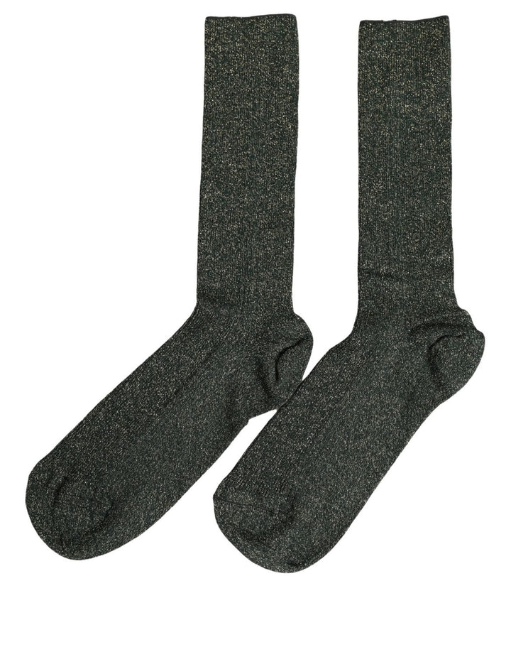 Women’s Dolce &amp; Gabbana Dark Green Viscose Logo Mid Calf Accessory Socks