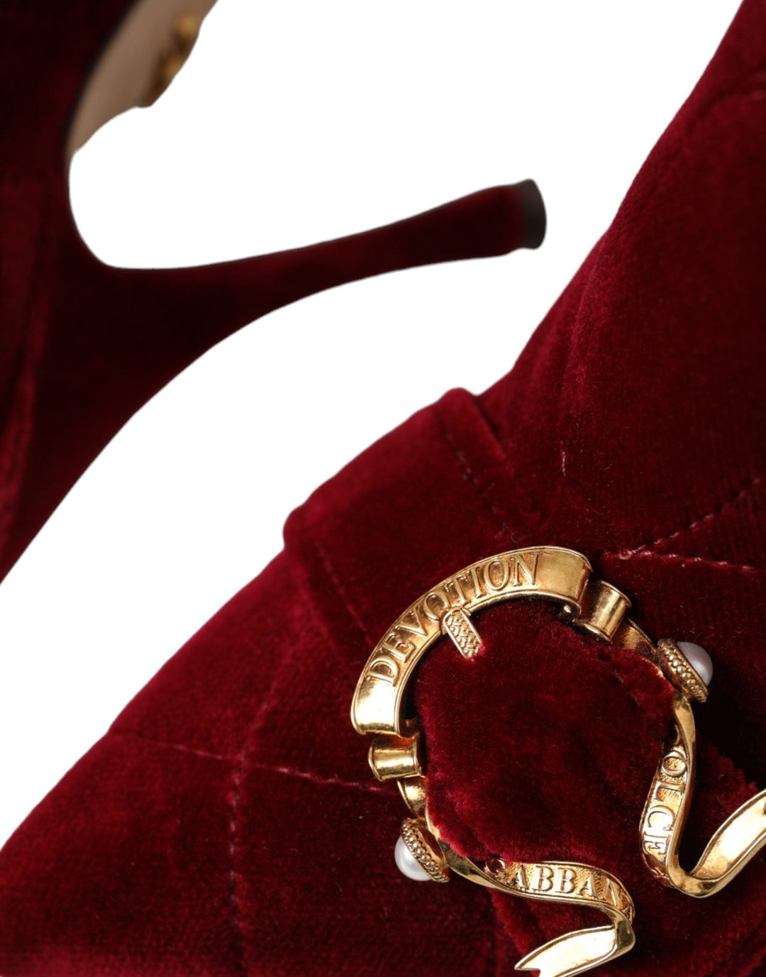 Women’s Dolce &amp; Gabbana Dark Red Velvet Devotion Buckle Boots Shoes