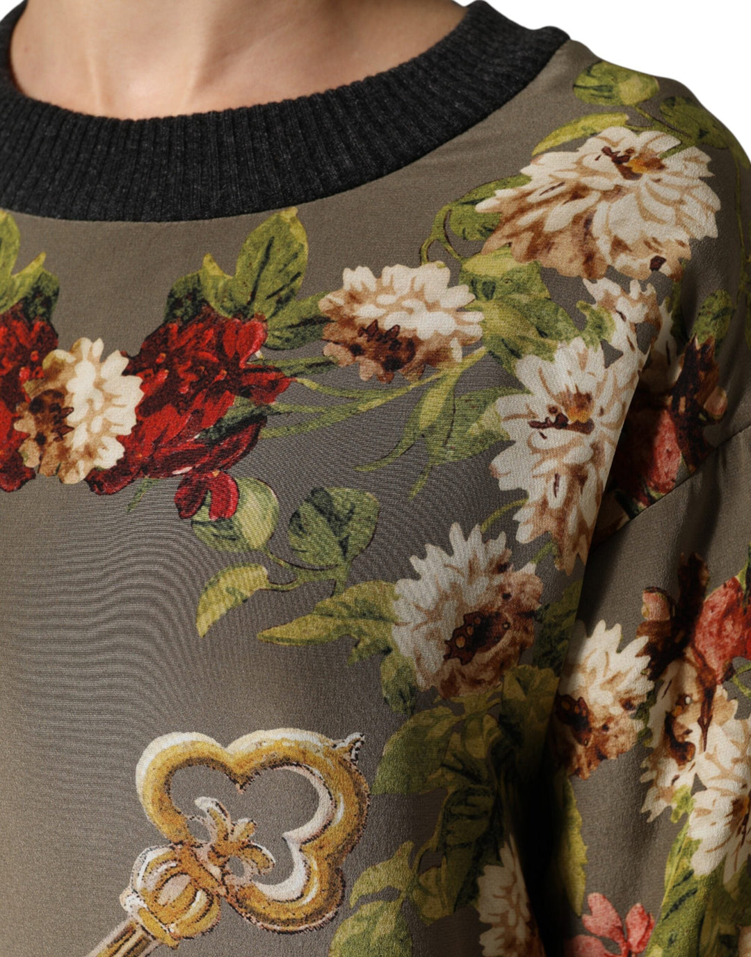 Women’s Dolce &amp; Gabbana Enchanted Sicily Silk Crewneck Blouse Sweater