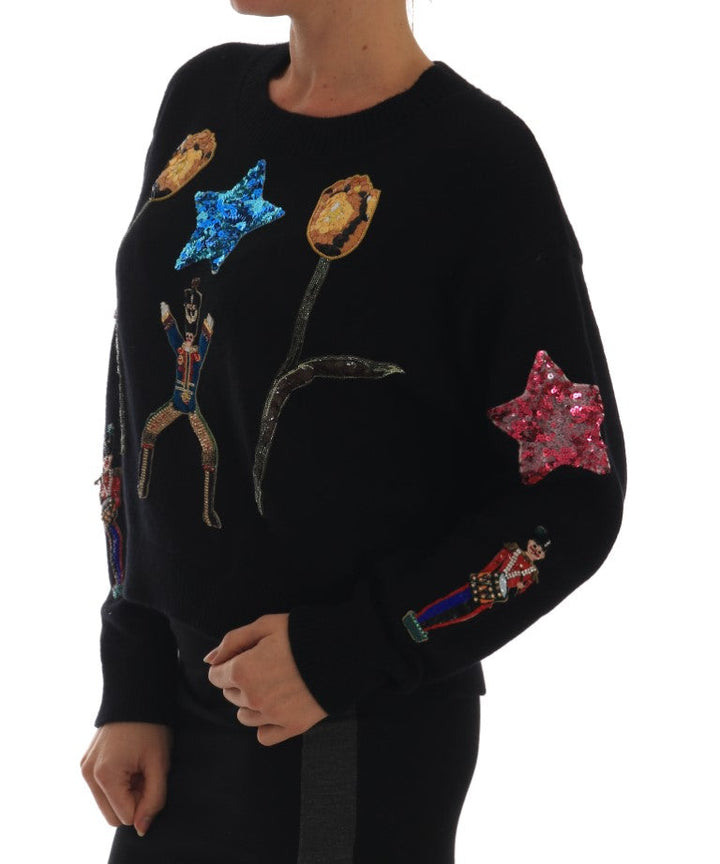 Women’s Dolce &amp; Gabbana Fairy Tale Crystal Black Cashmere Sweater