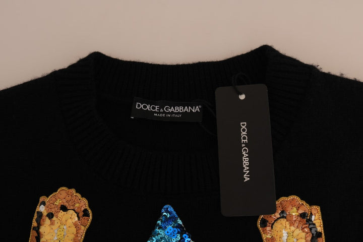 Women’s Dolce &amp; Gabbana Fairy Tale Crystal Black Cashmere Sweater