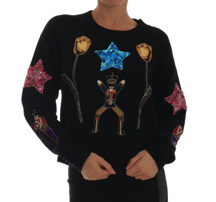 Women’s Dolce &amp; Gabbana Fairy Tale Crystal Black Cashmere Sweater