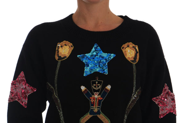 Women’s Dolce & Gabbana Fairy Tale Crystal Black Cashmere Sweater