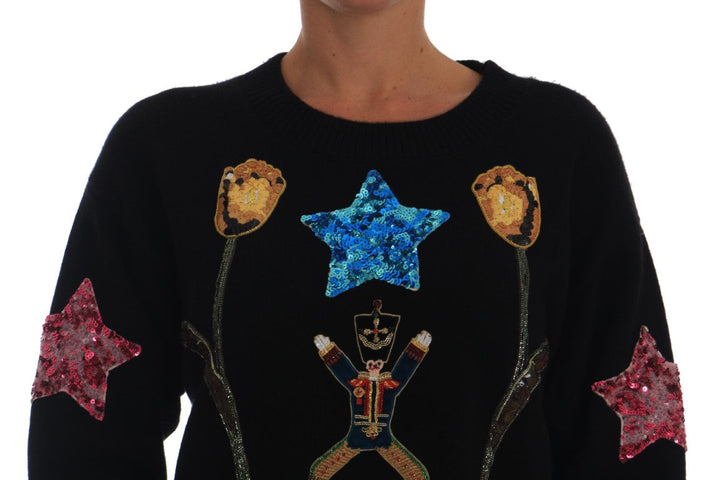 Women’s Dolce &amp; Gabbana Fairy Tale Crystal Black Cashmere Sweater
