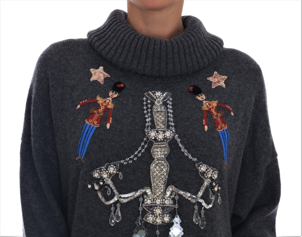 Women’s Dolce &amp; Gabbana Fairy Tale Crystal Gray Cashmere Sweater
