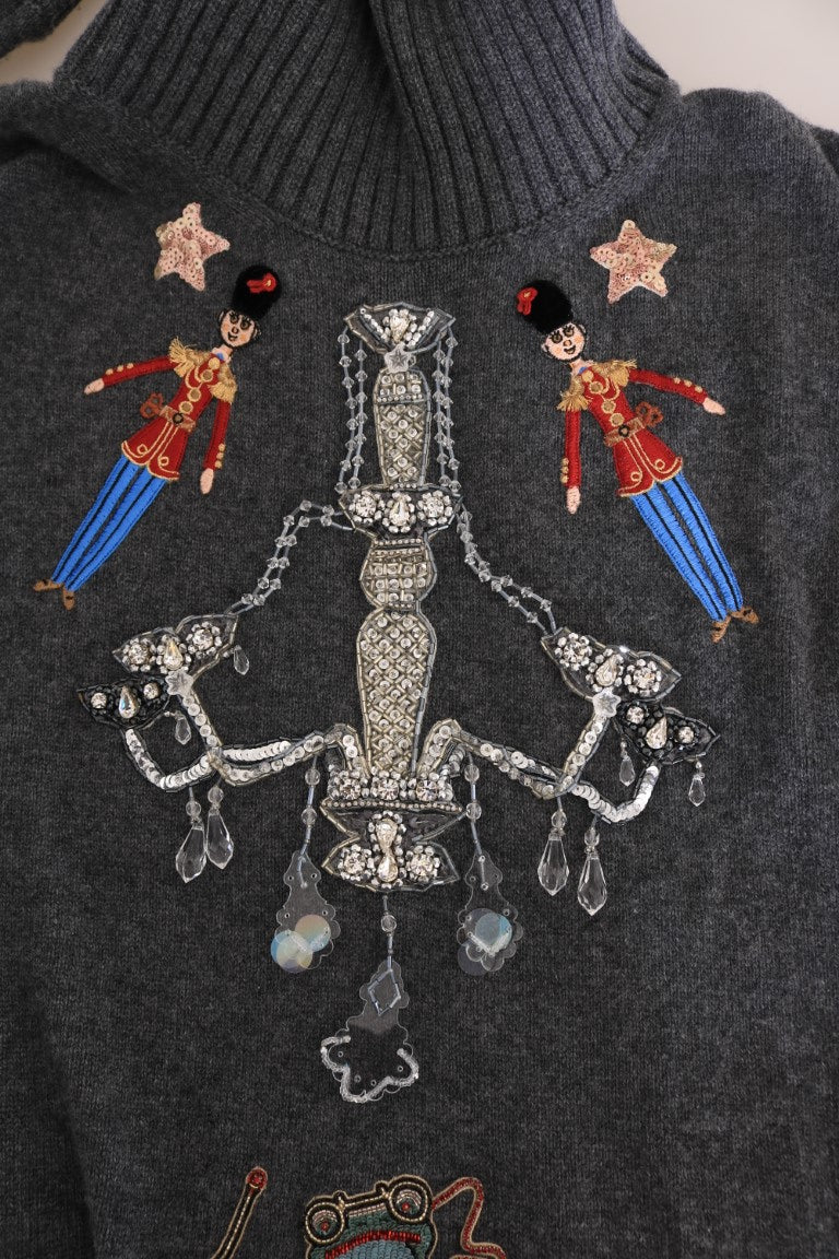Women’s Dolce &amp; Gabbana Fairy Tale Crystal Gray Cashmere Sweater