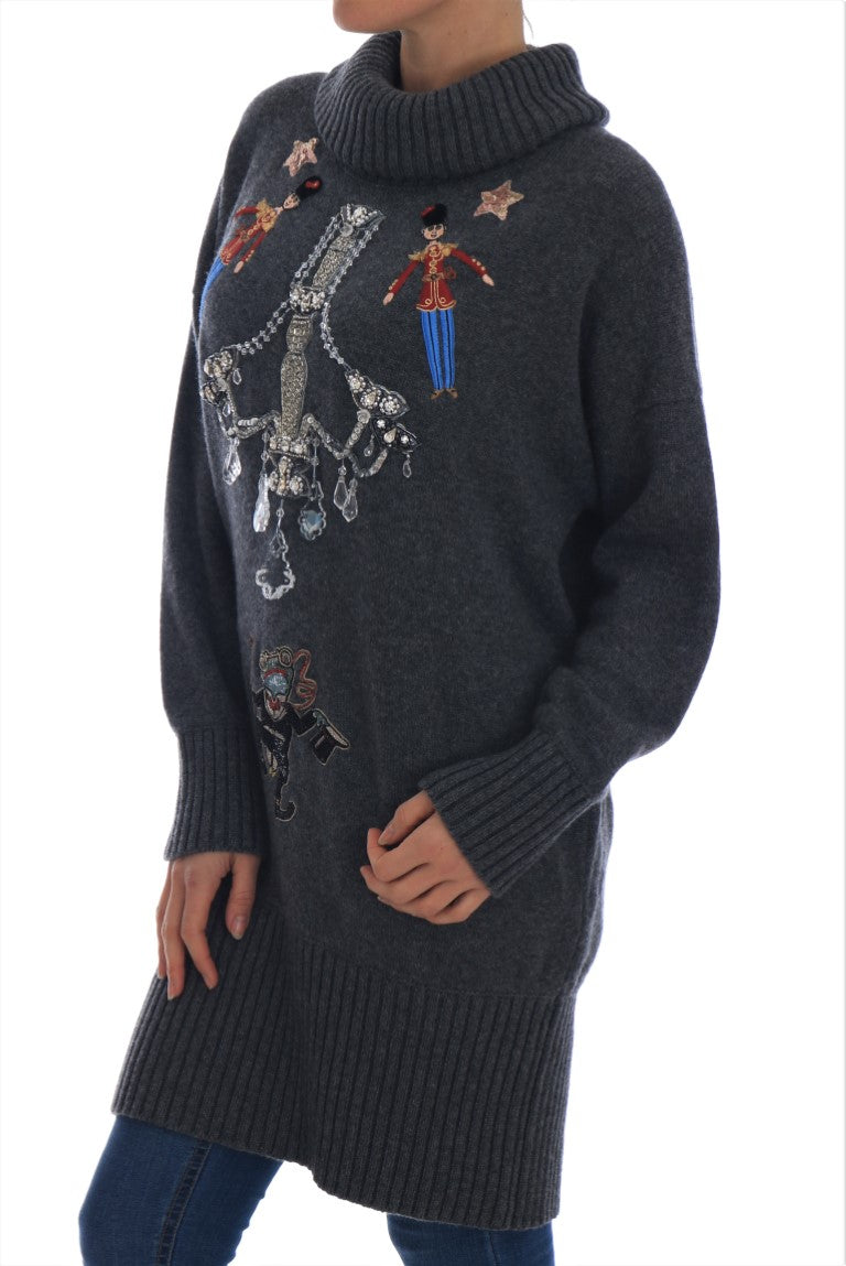 Women’s Dolce &amp; Gabbana Fairy Tale Crystal Gray Cashmere Sweater