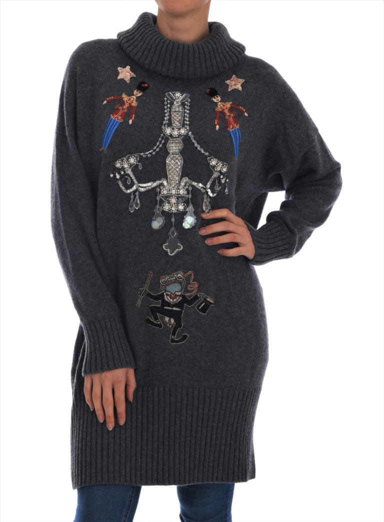 Women’s Dolce &amp; Gabbana Fairy Tale Crystal Gray Cashmere Sweater