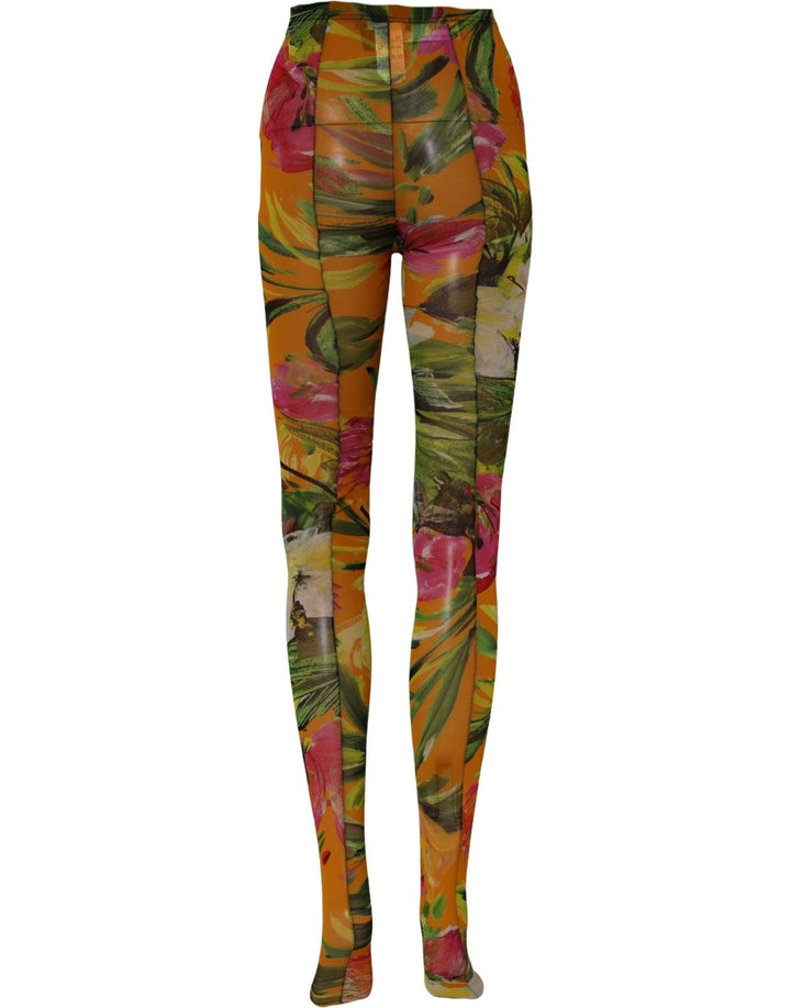 Women’s Dolce &amp; Gabbana Floral Nylon Tights Stockings Multicolor Socks
