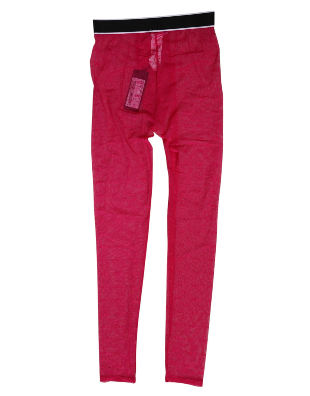 Women’s Dolce &amp; Gabbana Fuchsia Nylon Logo Lace Leggings Pants Underwear