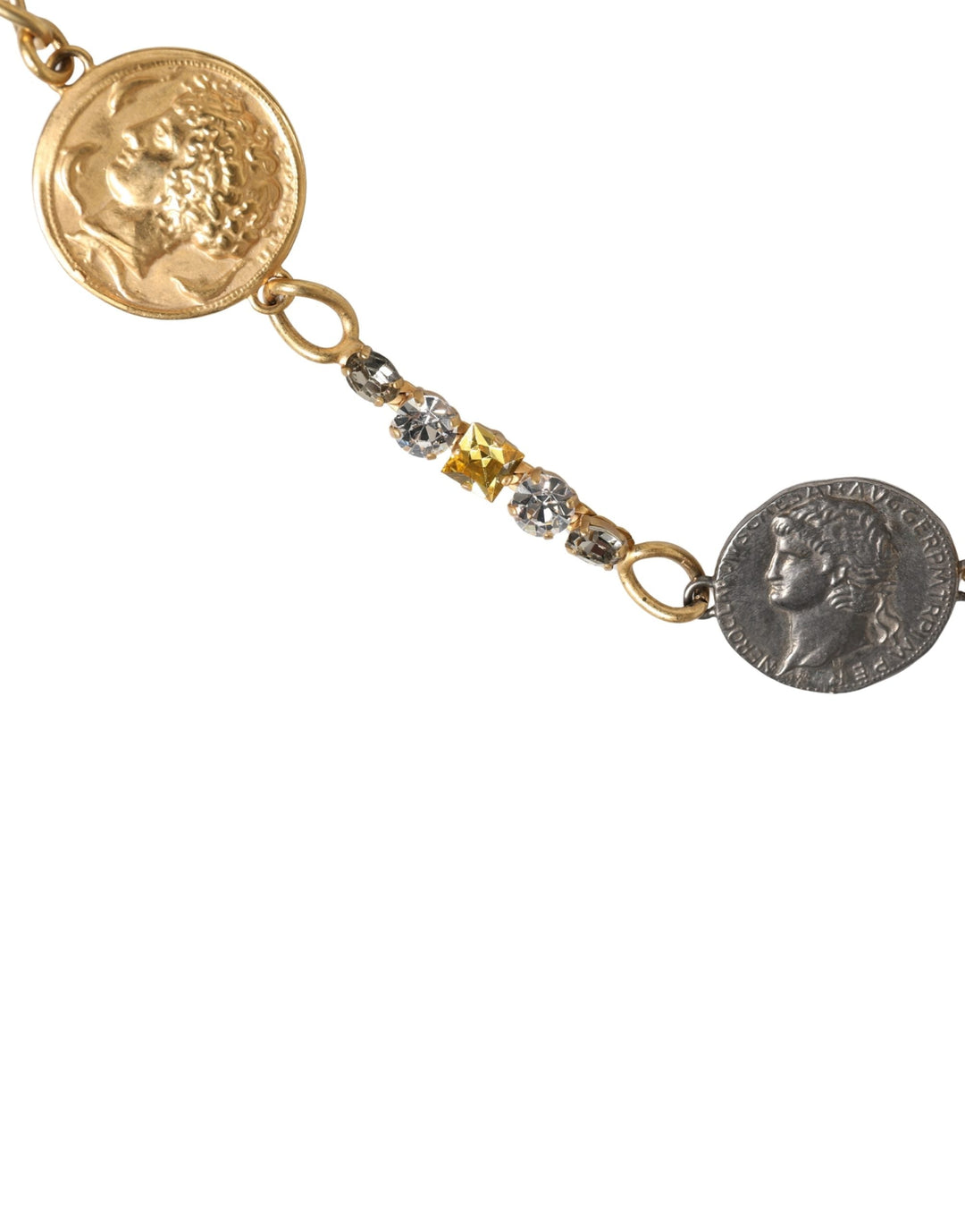 Women’s Dolce &amp; Gabbana Gold Brass Chain Coin Embellished Metal Buckle Belt