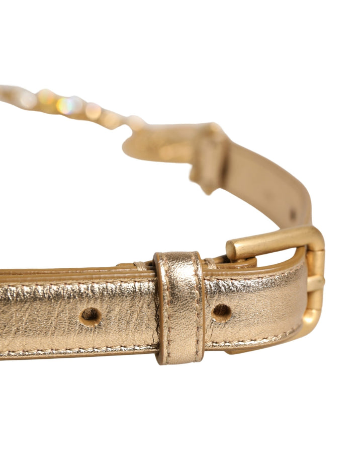 Women’s Dolce &amp; Gabbana Gold Brass Chain Coin Embellished Metal Buckle Belt