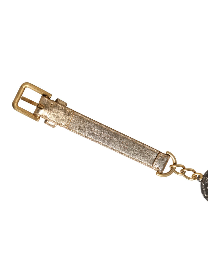 Women’s Dolce &amp; Gabbana Gold Brass Chain Coin Embellished Metal Buckle Belt