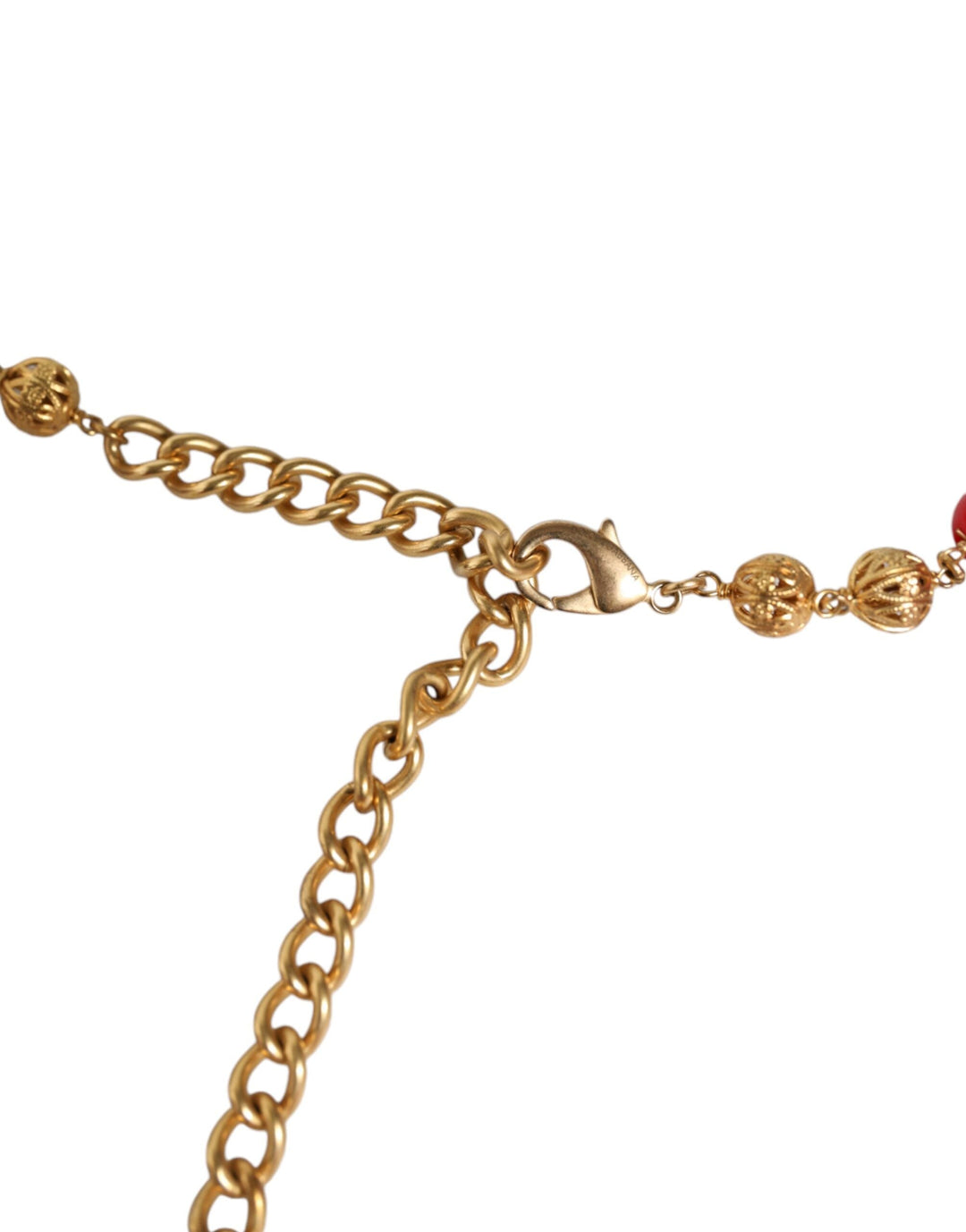 Women’s Dolce &amp; Gabbana Gold Brass Red Fur Crystal Waist Torero Belt