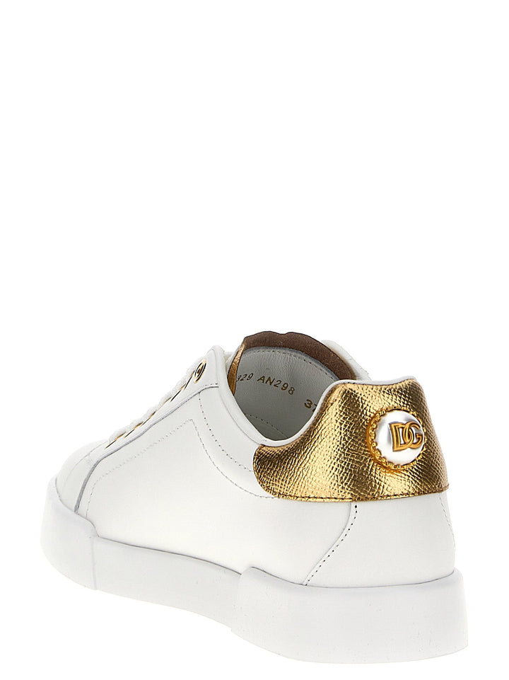 Dolce &amp; Gabbana Gold Calfskin Low Top Sneakers