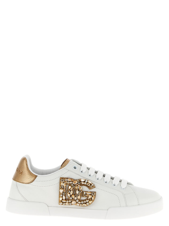 Dolce &amp; Gabbana Gold Calfskin Low Top Sneakers