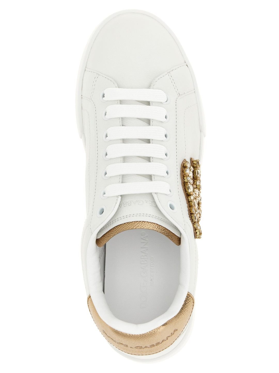 Dolce &amp; Gabbana Gold Calfskin Low Top Sneakers