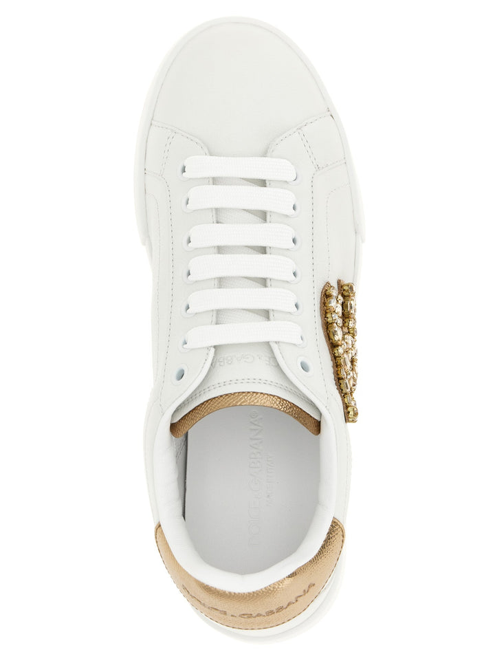 Dolce &amp; Gabbana Gold Calfskin Low Top Sneakers