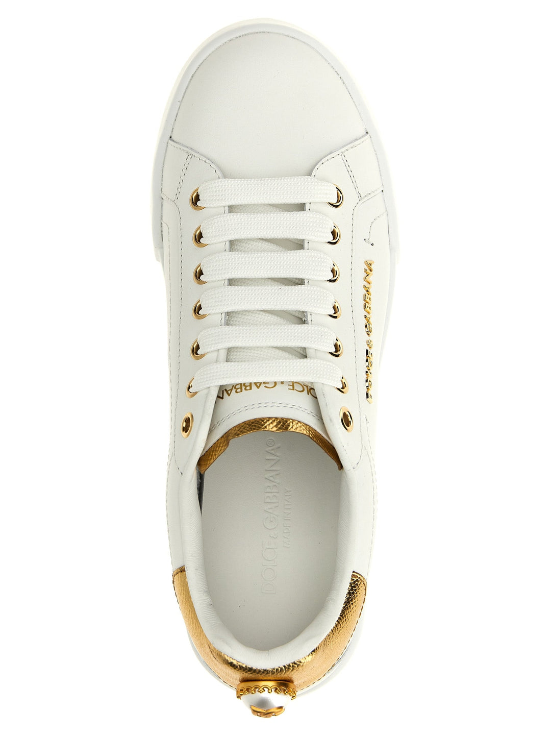 Women’s Dolce &amp; Gabbana Gold Calfskin Low Top Sneakers
