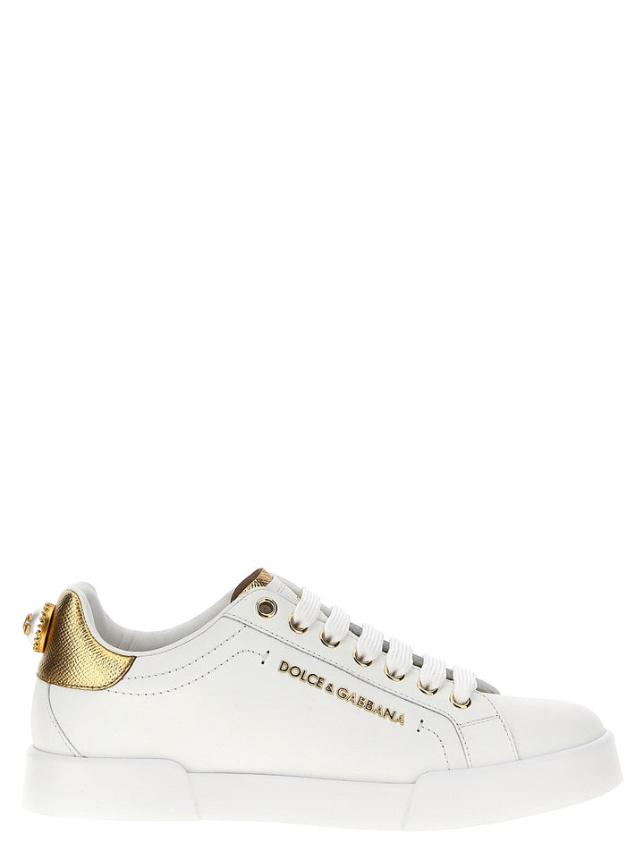 Dolce &amp; Gabbana Gold Calfskin Low Top Sneakers