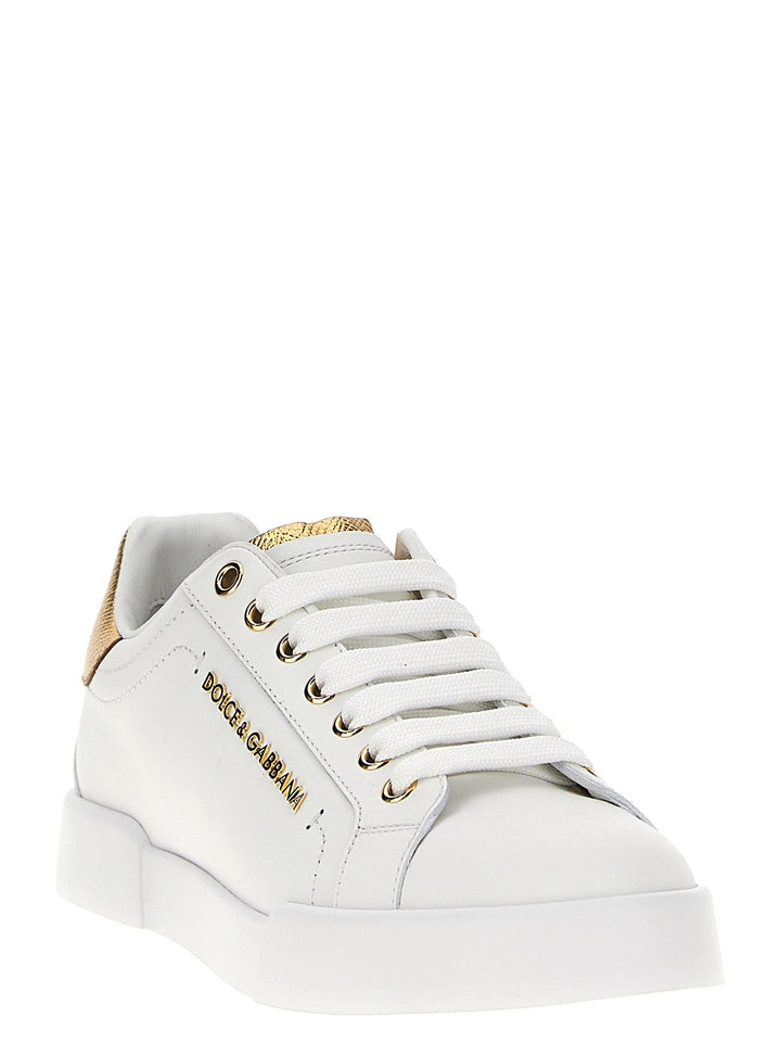 Dolce &amp; Gabbana Gold Calfskin Low Top Sneakers