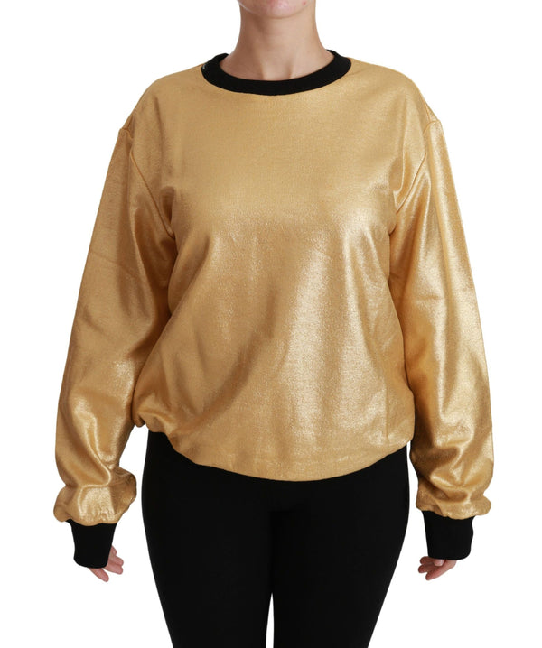 Women’s Dolce & Gabbana Gold Cotton Crewneck Pullover Sweater