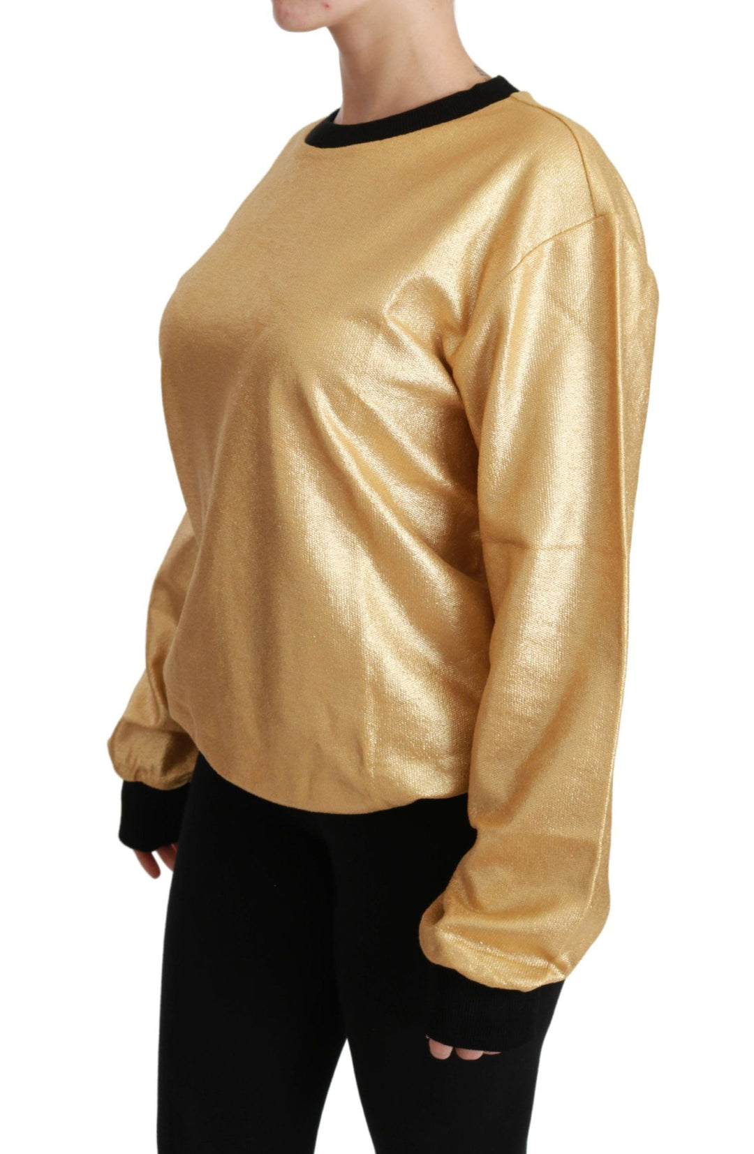 Women’s Dolce &amp; Gabbana Gold Cotton Crewneck Pullover Sweater