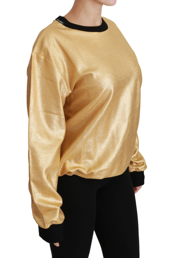 Women’s Dolce & Gabbana Gold Cotton Crewneck Pullover Sweater