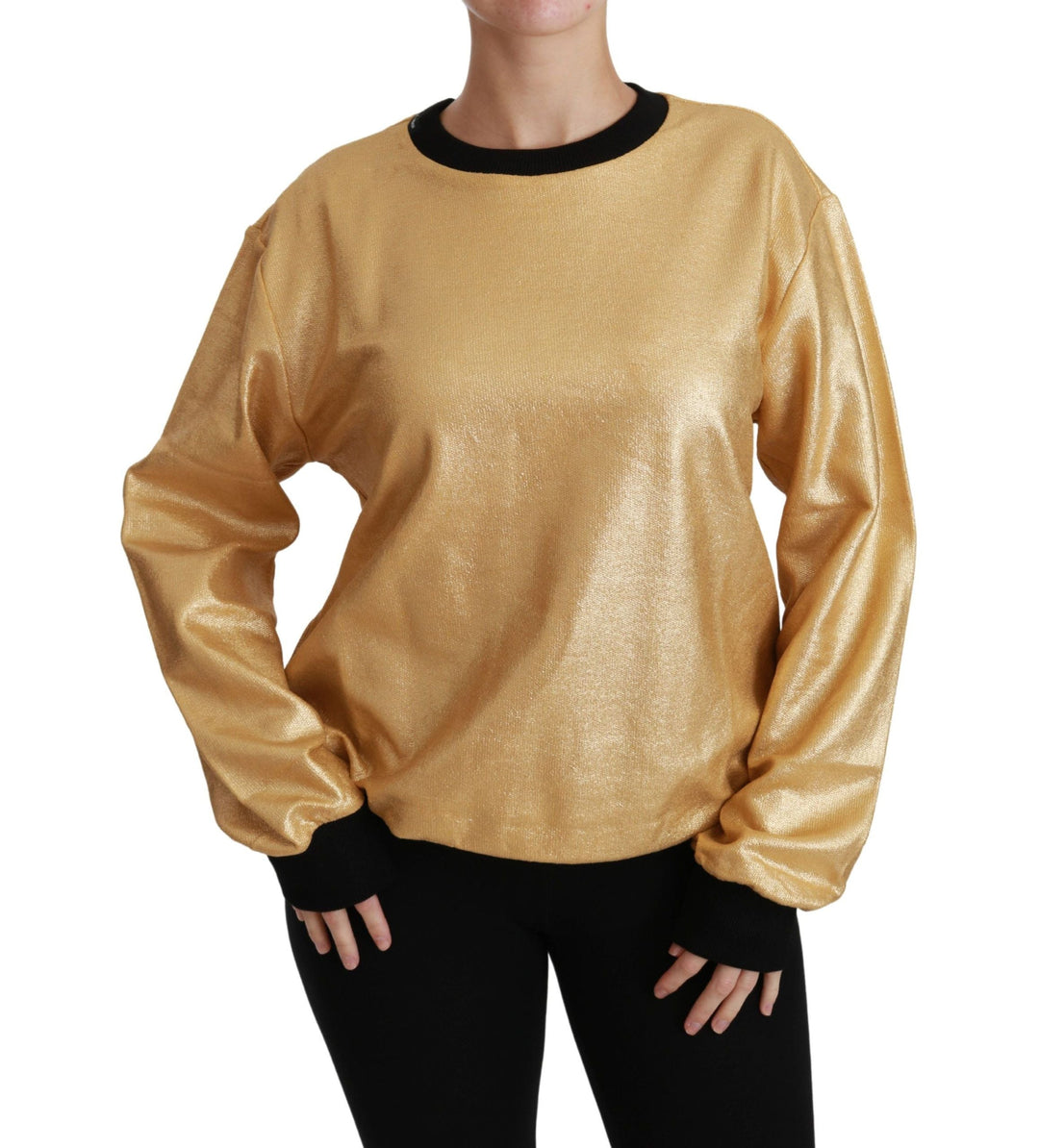 Women’s Dolce &amp; Gabbana Gold Cotton Crewneck Pullover Sweater