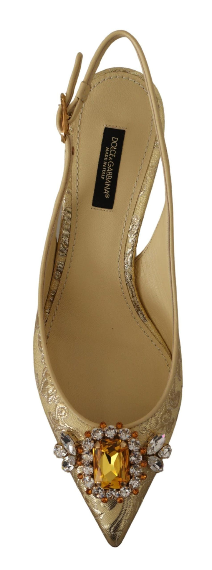 Women’s Dolce &amp; Gabbana Gold Crystal Slingbacks Pumps Heels Shoes