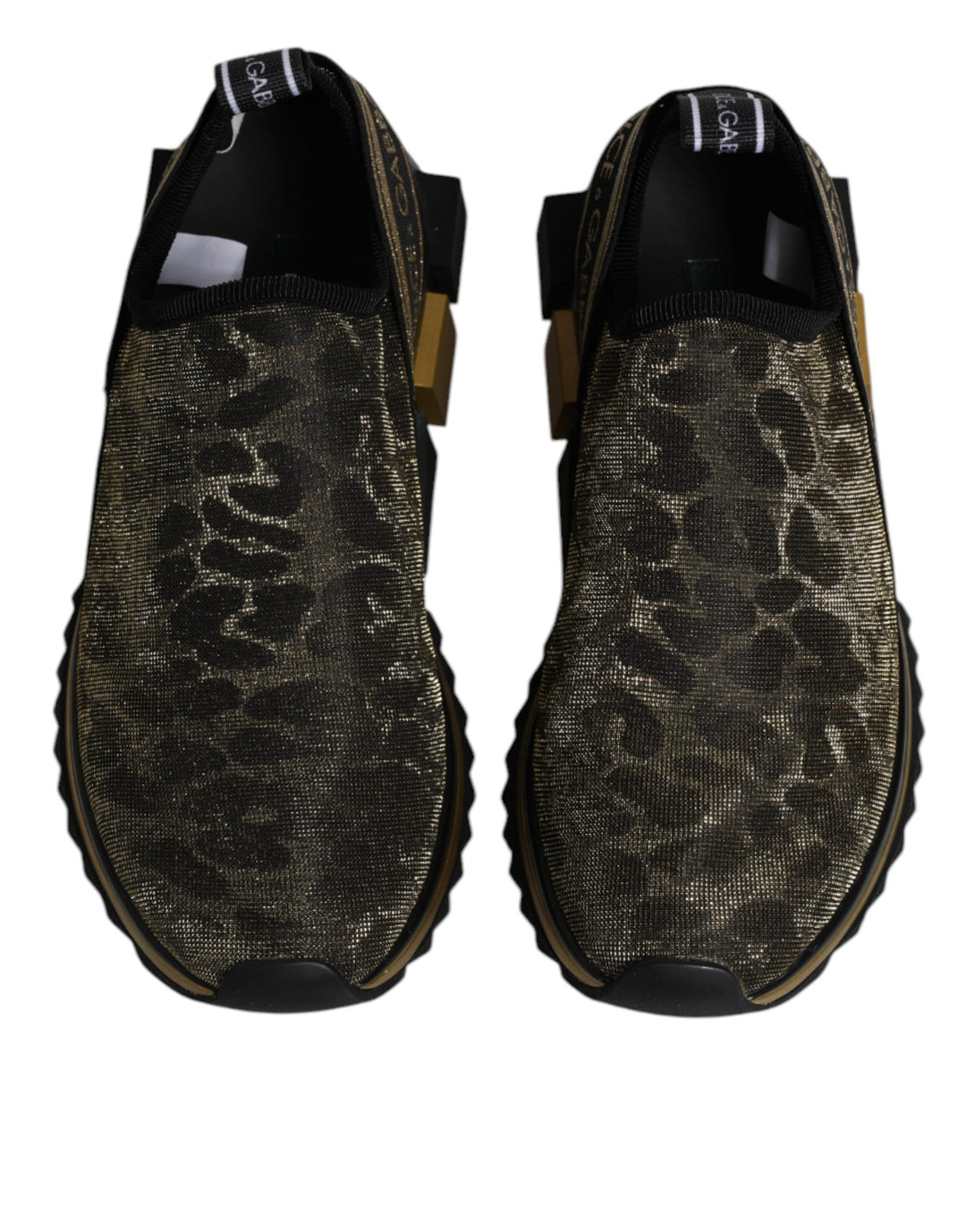 Dolce &amp; Gabbana Gold Glitter Leopard Sorrento Sneakers Shoes