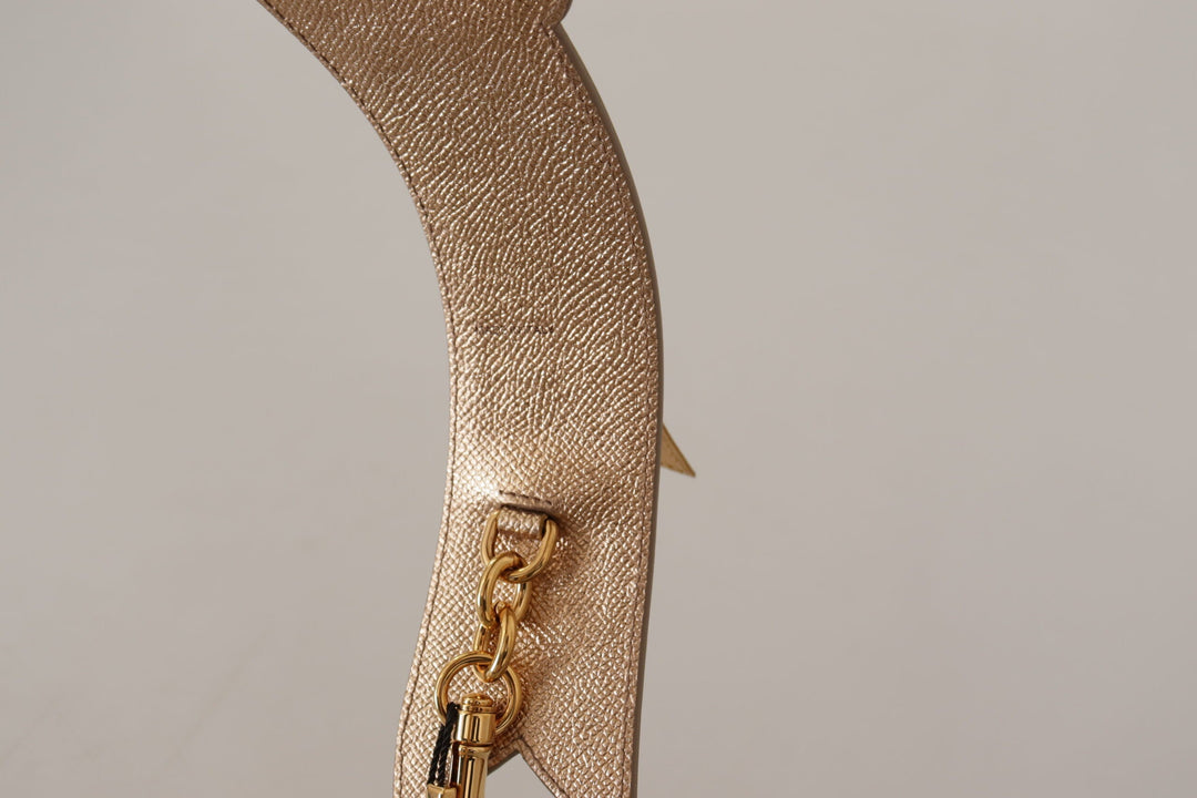Women’s Dolce &amp; Gabbana Gold Leather Love Patch Bag Shoulder Strap