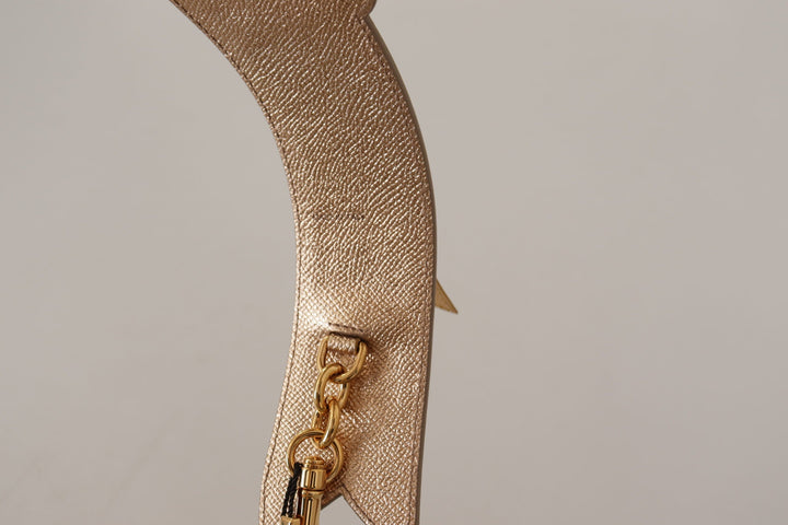 Women’s Dolce &amp; Gabbana Gold Leather Love Patch Bag Shoulder Strap