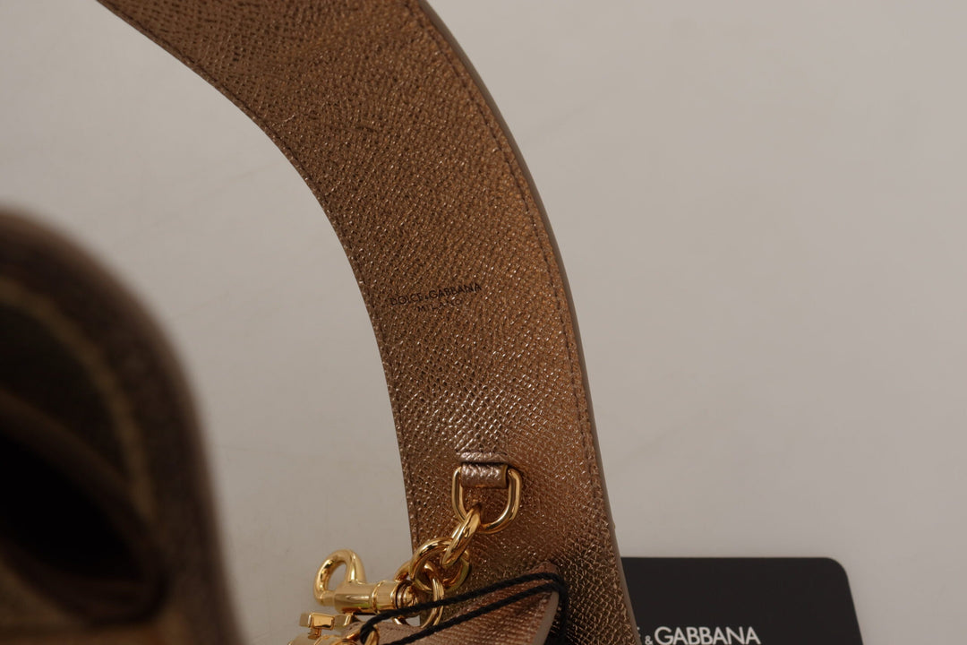 Women’s Dolce &amp; Gabbana Gold Leather Love Patch Bag Shoulder Strap