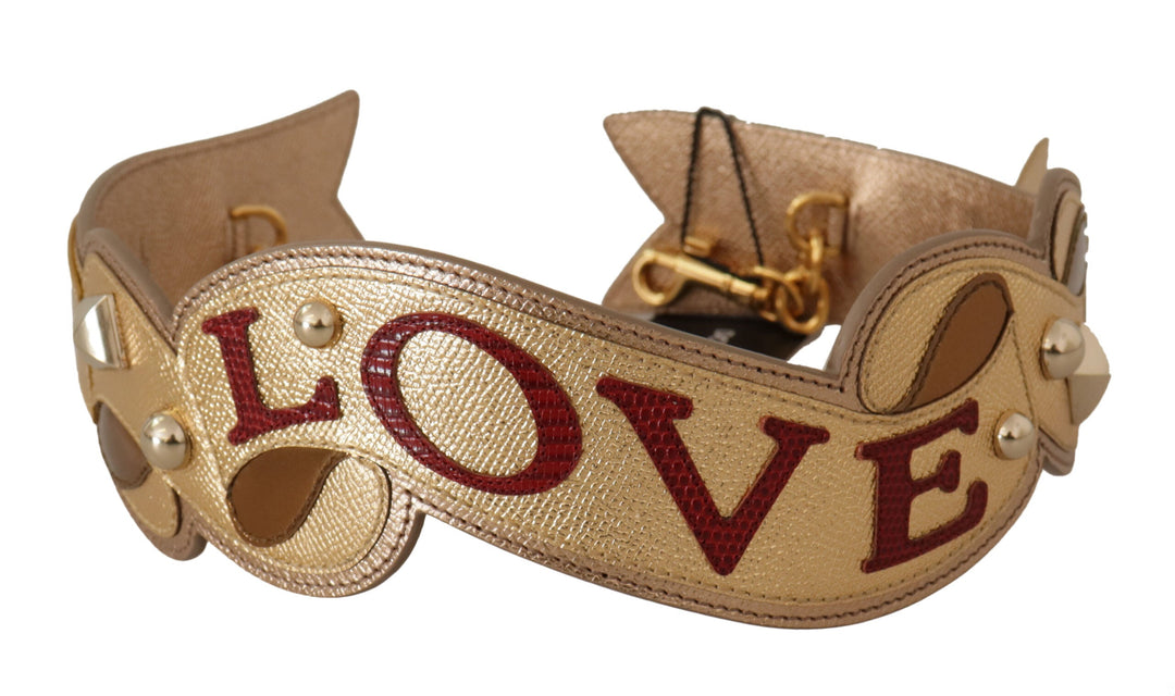 Women’s Dolce & Gabbana Gold Leather Love Patch Bag Shoulder Strap