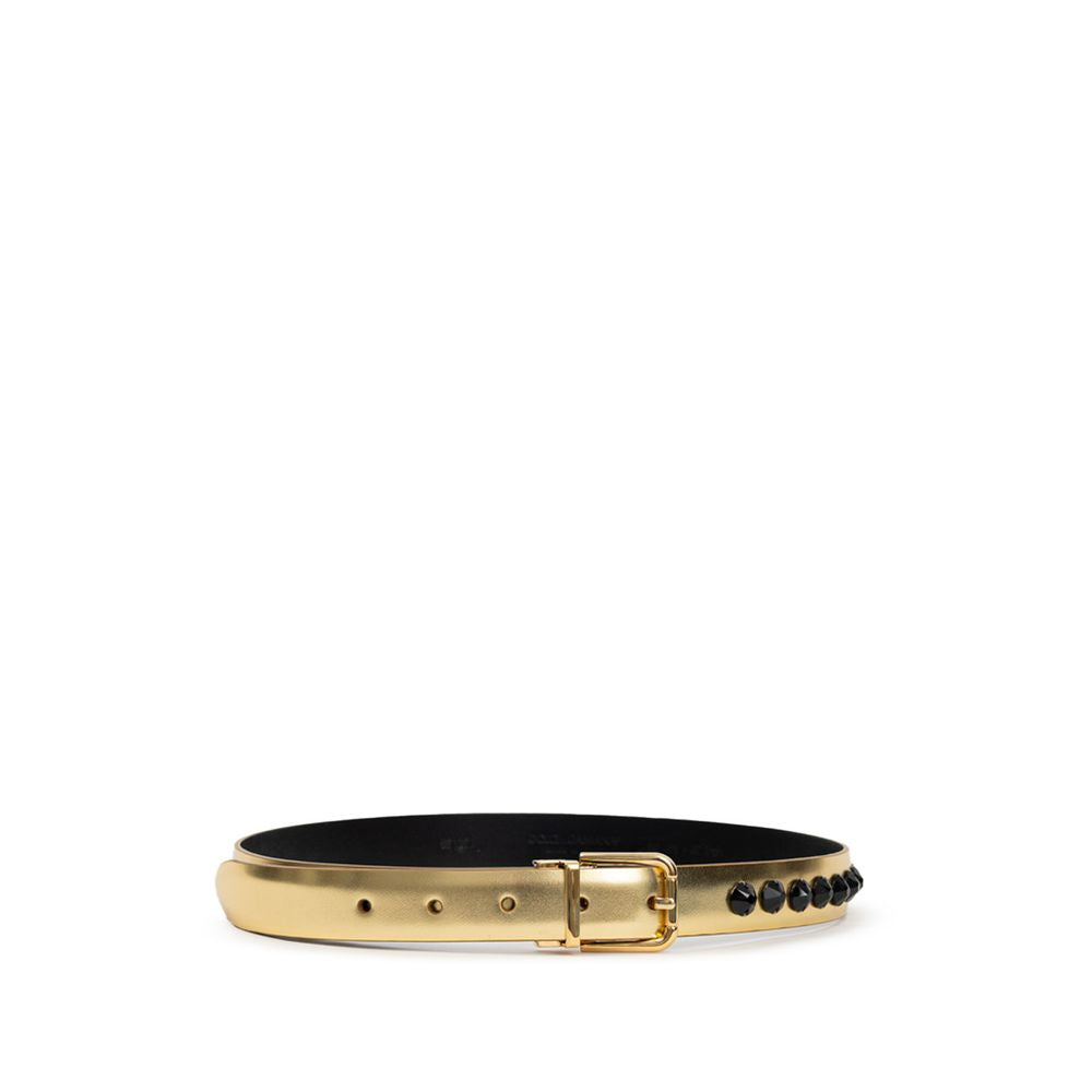 Women’s Dolce &amp; Gabbana Gold Leather Regular Belt