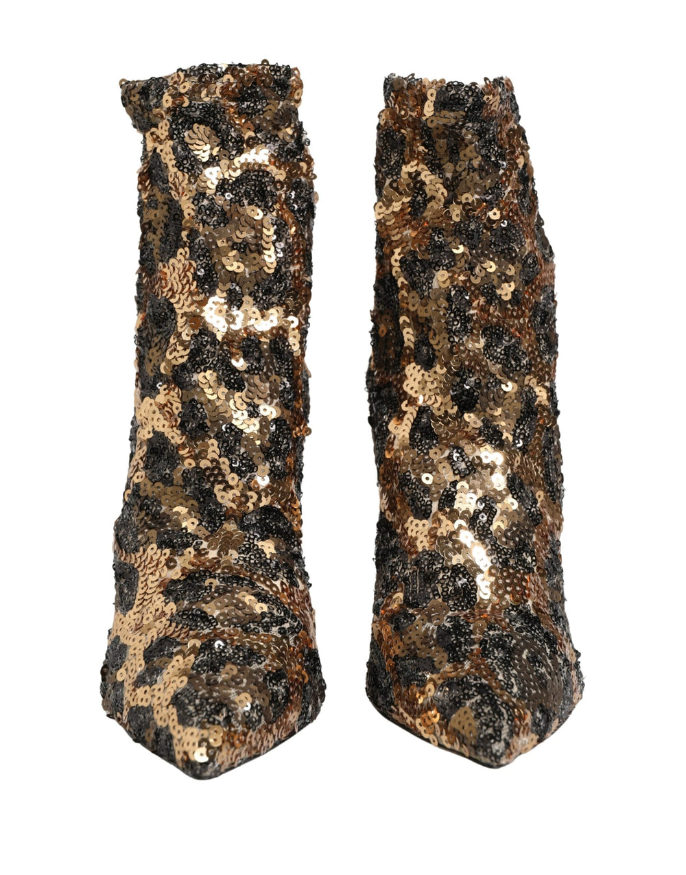 Women’s Dolce & Gabbana Gold Leopard Sequin Sock Ankle Boots Shoes