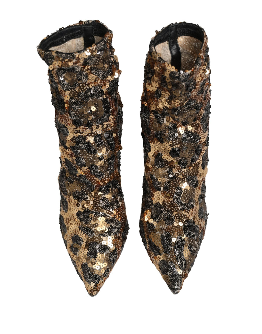 Women’s Dolce &amp; Gabbana Gold Leopard Sequin Sock Ankle Boots Shoes