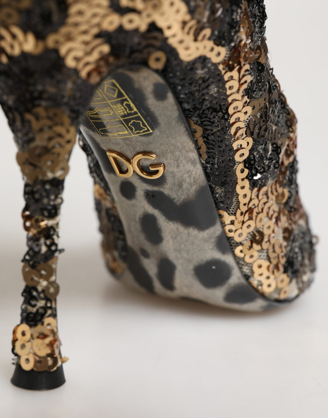 Women’s Dolce &amp; Gabbana Gold Leopard Sequin Sock Ankle Boots Shoes