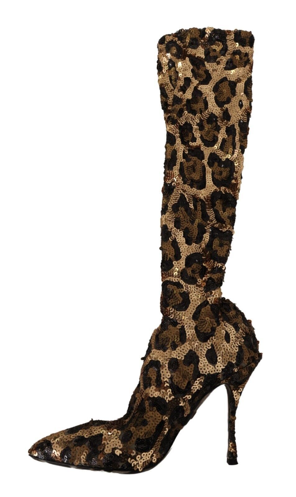 Women’s Dolce &amp; Gabbana Gold Leopard Sequins Heels Boots Shoes
